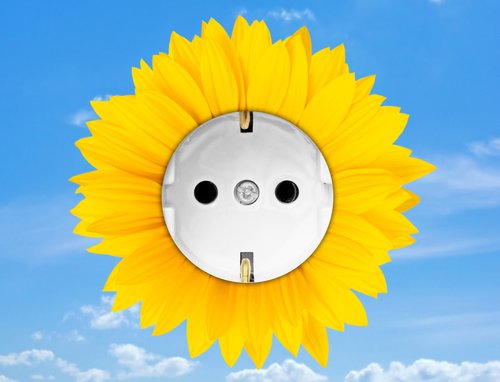 Sonnenblume Symbol um Strom-Steckdose